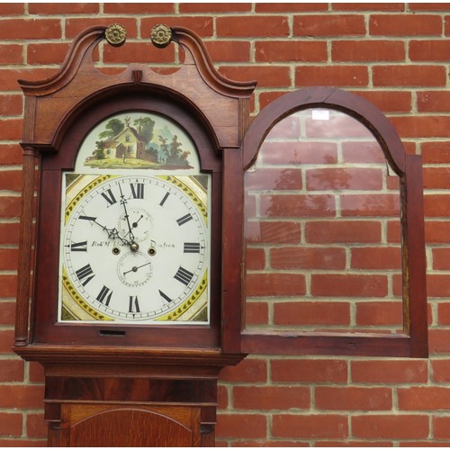 838 - A 19th century oak cased 8 day striking longcase clock by Robert McAdam of Dumfries, the hood with g... 