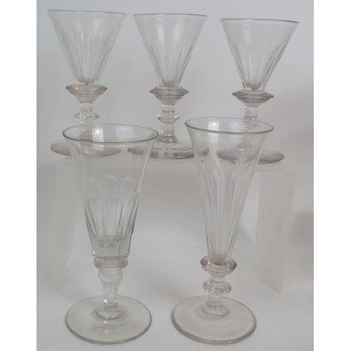 115 - A selection of early 19th to early 20th Century drinking glasses and glassware including two hollow ... 