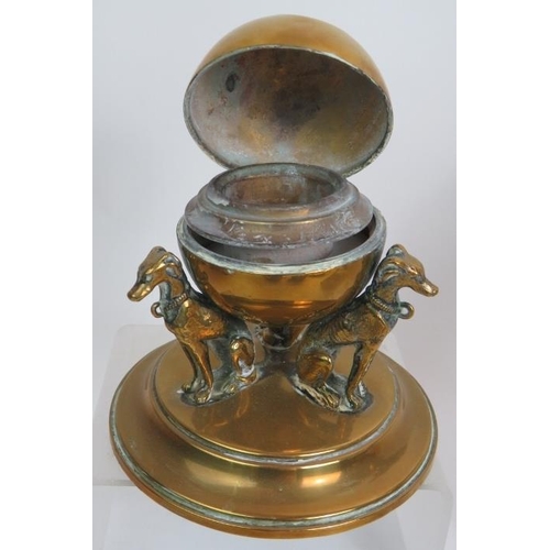 116 - A selection of mixed brassware including an Indo-Persian inlaid pot, pair of 19th Century candlestic... 