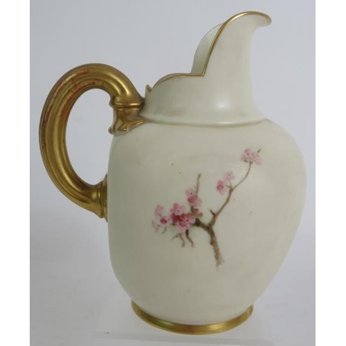 18 - A Royal Worcester blush ivory jug with flower and butterfly decoration reg No 29115, circa 1885. Ind... 