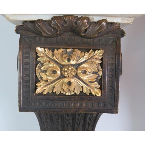 26 - A pair of antique heavy bronze and marble wall corbels, each with an Ormulu acanthus centre and of s... 