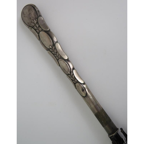 70 - An Art Nouveau continental silver handled umbrella/parasol c1920s with continental 800 marks. Overal... 