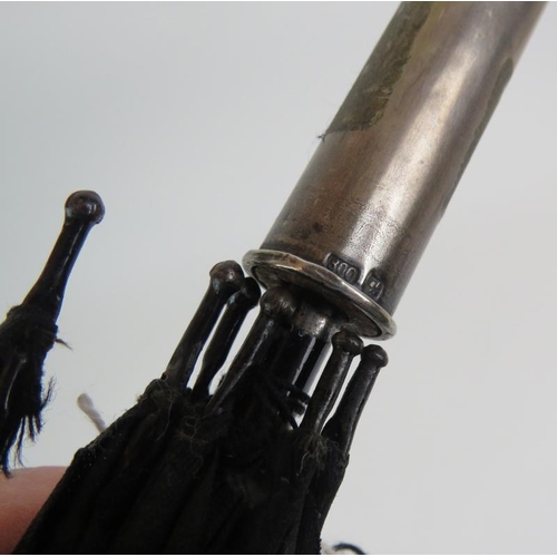 70 - An Art Nouveau continental silver handled umbrella/parasol c1920s with continental 800 marks. Overal... 