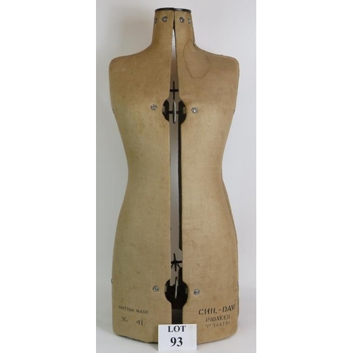 93 - Two 1950s Chill-Daw Pioneer adjustable dress maker's dummies one on steel tripod stand. (2).
Conditi... 