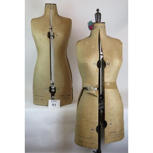 93 - Two 1950s Chill-Daw Pioneer adjustable dress maker's dummies one on steel tripod stand. (2).
Conditi... 