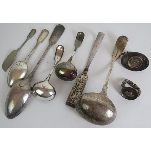 95 - A quantity of good quality antique silver plated flat ware  including a pair of asparagus tongs and ... 
