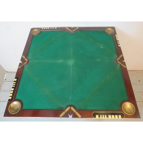 757 - An Edwardian Regency revival 'plum pudding' mahogany envelope 'whist' table with gilt metal mounts, ... 