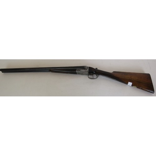 984 - 12 bore side by side, boxlock ejector, double trigger, 25 1/4 barrels, 14 1/4 stock. Barrels inscrib... 