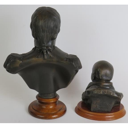 108 - A composite bronze type bust of admiral Horatio Nelson on a turned wood base, 30cm tall, and a Herit... 