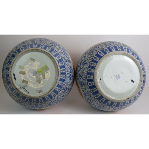 11 - A pair of large Chinese porcelain 'Tianqiuping' bottle vases, probably 20th Century each decorated i... 