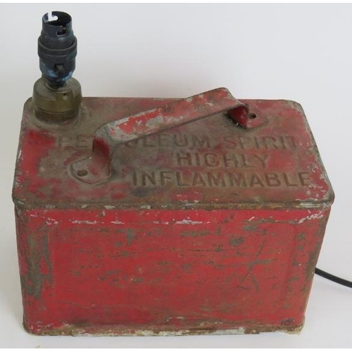 136 - A vintage steel petrol can converted into a lamp. 25cm x 15cm x 15cm.
Condition report: Not tested.