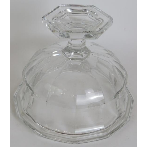 140 - A 19th Century cut glass sweetmeat jar and cover with diamond cut body, facet cut cover and lemon sq... 