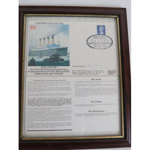 146 - A 70th anniversary Titanic Maiden Voyage First Day cover, 1982, signed by Titanic survivor B.V. Dean... 