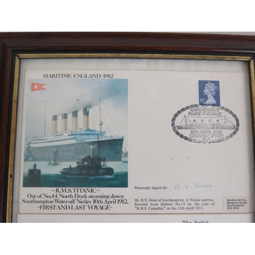 146 - A 70th anniversary Titanic Maiden Voyage First Day cover, 1982, signed by Titanic survivor B.V. Dean... 