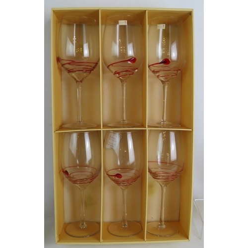 147 - A 7 piece Art Deco glass dressing table set, six Duiske Kilkenny wine glasses, two Pratt ware paste ... 