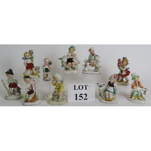 152 - A collection of ten German porcelain figures of children, early 20th Century. Tallest 11.5cm.
Condit... 