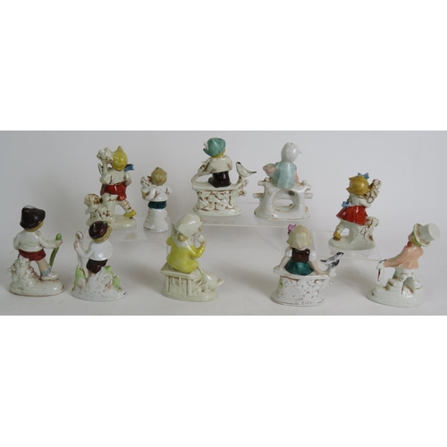 152 - A collection of ten German porcelain figures of children, early 20th Century. Tallest 11.5cm.
Condit... 