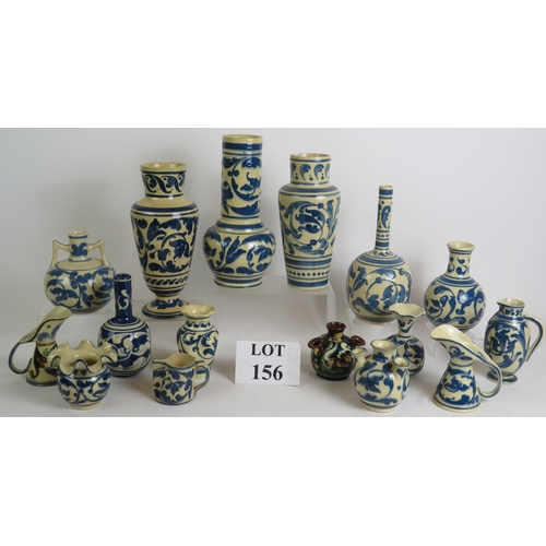 156 - A collection of 16 various pieces of Aller Vale pottery, mainly blue and white, late 19th/early 20th... 