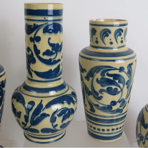 156 - A collection of 16 various pieces of Aller Vale pottery, mainly blue and white, late 19th/early 20th... 