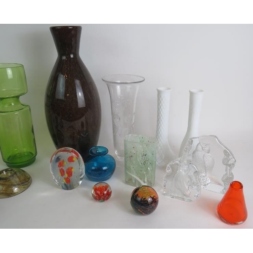 161 - A collection of mainly studio glass and paperweights including Caithness, Mdina, Thomas Webb and Yan... 