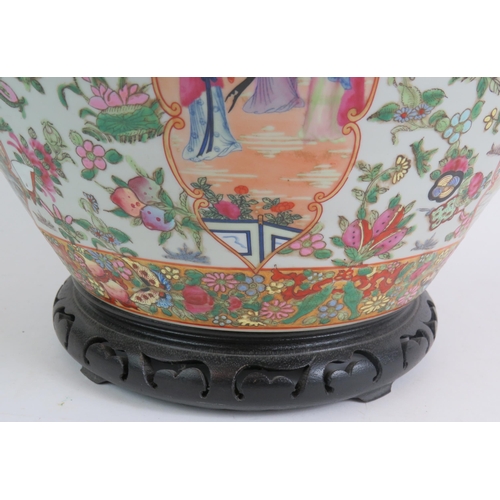 171 - A highly decorative Chinese porcelain 'fish bowl' Jardinière with elaborate hand enamelled Famille R... 