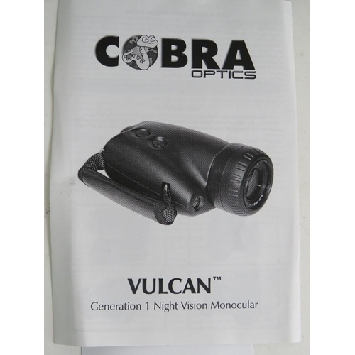 176 - A Cobra optics Vulcan Generation 1 night vision monocular boxed with case and instructions.
Conditio... 