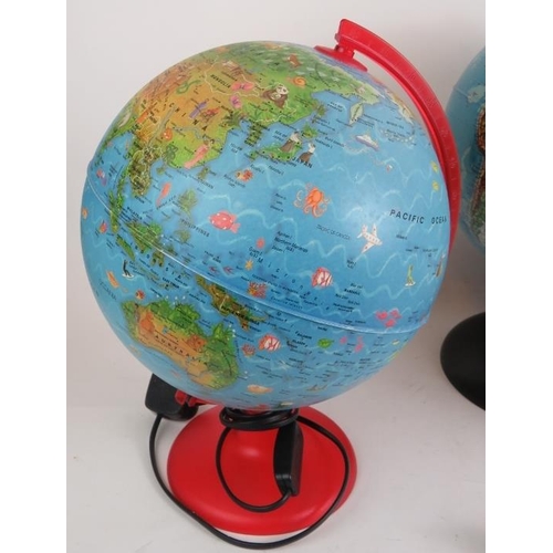 179 - Three contemporary terrestrial globe lights, each 36cm tall. (3).
Condition report: One with scuff m... 