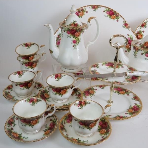 191 - A 41 piece Royal Albert Old Country Roses tea and coffee set including six of each tea cups and sauc... 