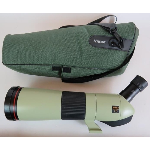 221 - A Nikon ED field scope with 60 30x 78 38x lens, Serial No 600469 plus a Nikon carry case and a Manfr... 