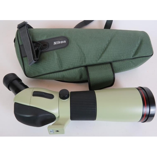 221 - A Nikon ED field scope with 60 30x 78 38x lens, Serial No 600469 plus a Nikon carry case and a Manfr... 