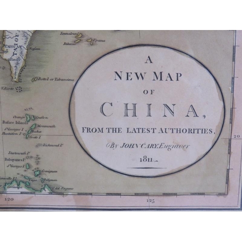 33 - A framed map of China by John Cary, dated 1811 and a map of Turkey in Asia published by W&T Darton 1... 