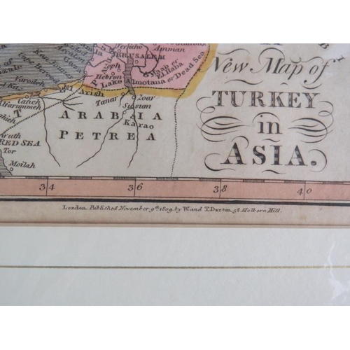 33 - A framed map of China by John Cary, dated 1811 and a map of Turkey in Asia published by W&T Darton 1... 