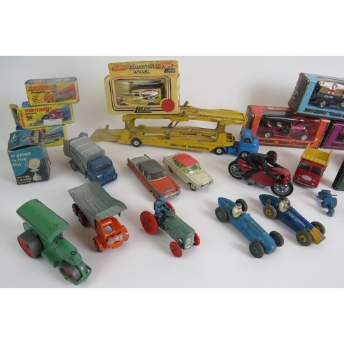 42 - A collection of vintage Diecast toy cars including Dinky, Budgie, Matchbox, Corgi and Benbros. Some ... 