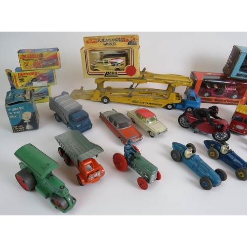 42 - A collection of vintage Diecast toy cars including Dinky, Budgie, Matchbox, Corgi and Benbros. Some ... 