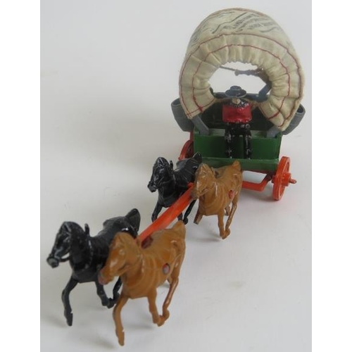 44 - A Diecast covered wagon toy with box circa 1950s stamped 'Made In England'.
Condition report: Lightl... 