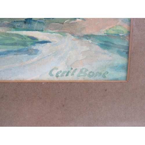 599 - Four early 20th Century landscape watercolours signed 'Cecil bone', an early 20th Century landscape ... 