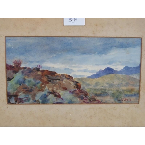 599 - Four early 20th Century landscape watercolours signed 'Cecil bone', an early 20th Century landscape ... 