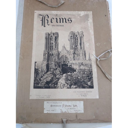 600B - Raoul Varin (1865-1943) - 'Reims en ruines', a folio of 10 pencil signed engravings, c. 1920.
Condit... 