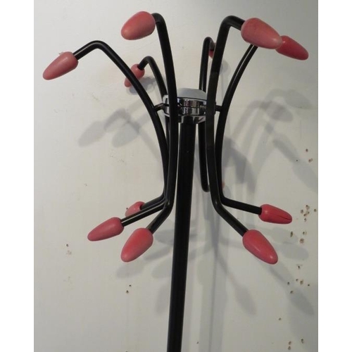 65A - A 1960s black pink and chrome atomic Sputnik style coat stand. Overall height 158cm.
Condition repor... 