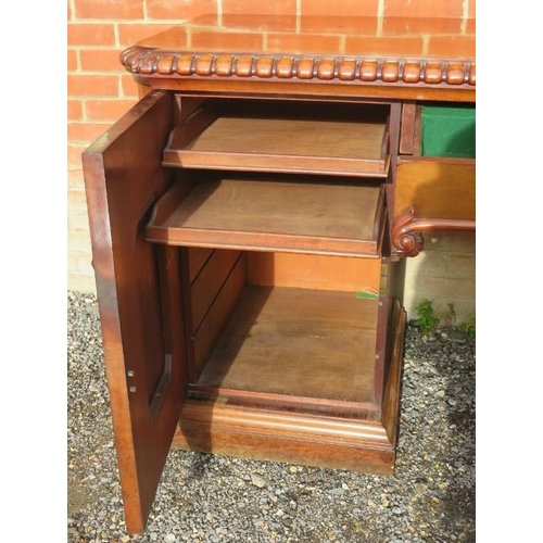 710 - A very large good quality Victorian figured mahogany sideboard featuring gadrooned edging & applied ... 