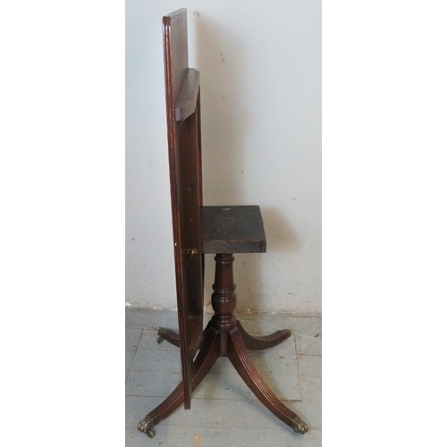 730 - An Edwardian Regency revival mahogany rectangular tilt top breakfast table with reeded edge , raised... 