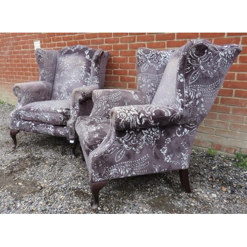 735 - A pair of bespoke 'Storyteller' wingback armchairs by Sofa Workshop, upholstered in 'Fredensborg Rav... 