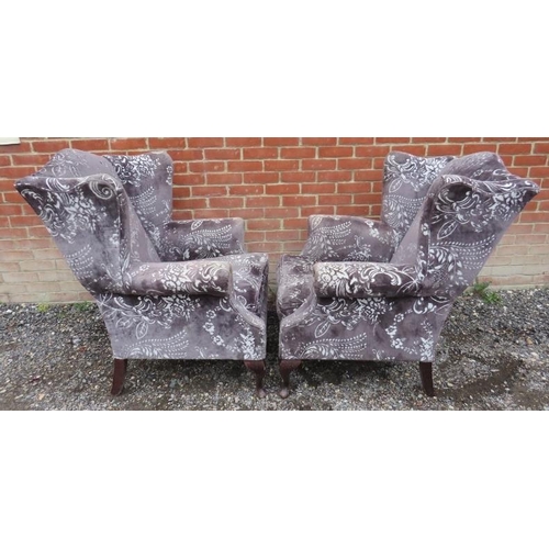 735 - A pair of bespoke 'Storyteller' wingback armchairs by Sofa Workshop, upholstered in 'Fredensborg Rav... 