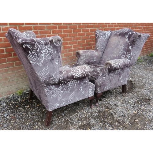 735 - A pair of bespoke 'Storyteller' wingback armchairs by Sofa Workshop, upholstered in 'Fredensborg Rav... 