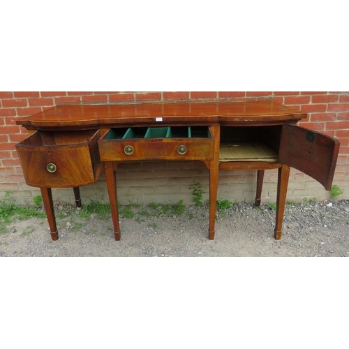 788 - A Regency flame mahogany sideboard inlaid, crossbanded and strung with boxwood & satinwood, with Fle... 