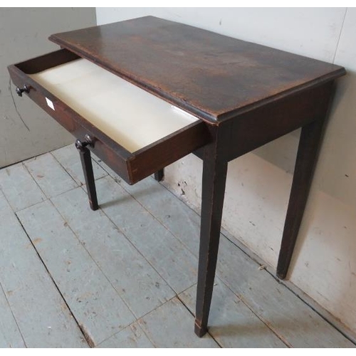 838 - A Georgian mahogany side table with single long frieze drawer fitted with turned mahogany knob handl... 