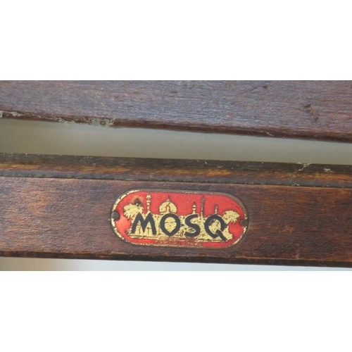 854 - A vintage 'Mosque' Islamic brass topped coffee table on folding hardwood stand.
Condition report: No... 