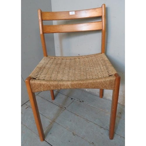 863 - A mid century Danish occasional chair by Arne Hovmand Olsen for Mogens in pine with braided rope sea... 