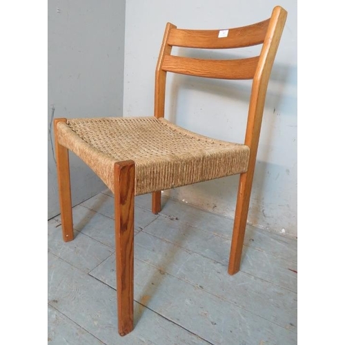 863 - A mid century Danish occasional chair by Arne Hovmand Olsen for Mogens in pine with braided rope sea... 