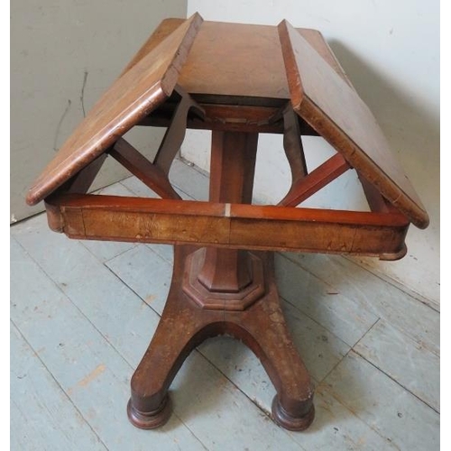 918 - A 19th century mahogany height adjustable lectern/side table with two folding bookrests to one side,... 